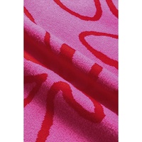 Bright Pink Button Sides Sleeveless Floral Knitted Top - L thumbnail