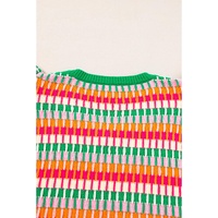 Green Multi Flutter Sleeve Knitted Sweater Top - XL thumbnail