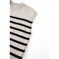 Apricot Stripe Boxy Knitted Round Neck Sweater Tank - XL thumbnail