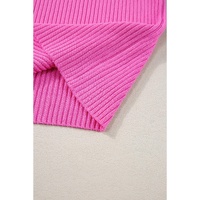 Bright Pink Colorblock Edge Ribbed Knit U Neck Tank Top - L thumbnail