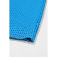 Blue Colorblock Edge Ribbed Knit U Neck Tank Top - XL thumbnail