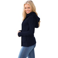 Navy Blue Long Sleeve Button-up Hooded Cardigans - S thumbnail