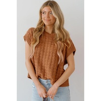 Camel Round Neck Textured Knit Sweater Vest - XL thumbnail
