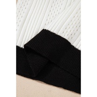 White Contrast Trim Eyelet Knit Colorblock V Neck Sweater Vest - L thumbnail