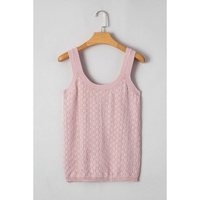 Light Pink Solid Textured Checkered U Neck Sweater Vest - XL thumbnail