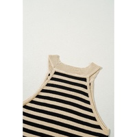 Black Stripe Crew Neck Slim Fit Sweater Vest - M thumbnail