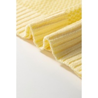 Yellow Solid Color Hollowed Knit Round Neck Sweater Vest - S thumbnail
