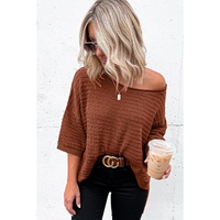 Azura Exchange Textured Knit Drop Shoulder Tee - L thumbnail