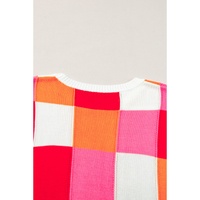 Fiery Red Color Block Cap Sleeve Sweater - L thumbnail