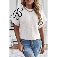 White Flower Embroidery Sweater Tee - XL thumbnail