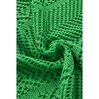 Green Pointelle Knit Scallop Edge Short Sleeve Top - XL thumbnail