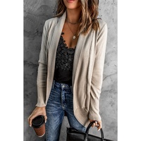 Azura Exchange Khaki Super Soft Long Sleeve Open Cardigan - S thumbnail