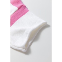 Pink Stripe Dropped Short Sleeve Lightweight Knitted Top - XL thumbnail
