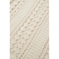 Azura Exchange White Hollow Out Knit Bracelet Sleeve Drop Shoulder Sweater - M thumbnail