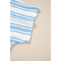 Sky Blue Stripe Boxy Fit Wide Sleeve Sweater T Shirt - M thumbnail