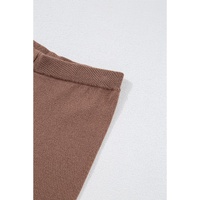 Straw Yellow High Waist Straight Leg Knitted Pants - M thumbnail
