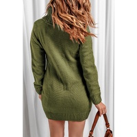 Azura Exchange Olive Cowl Neck Cable Knit Sweater Dress - XL thumbnail