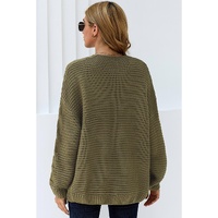 Olive Chunky Wide Long Sleeve Knit Cardigan - S thumbnail