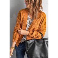 Khaki Chunky Wide Long Sleeve Knit Cardigan - 2XL thumbnail