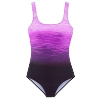 Purple Gradient Criss Cross Back One Piece Swimsuit - 2XL thumbnail