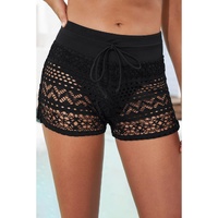 Black Lace Shorts Attached Swim Bottom - L thumbnail