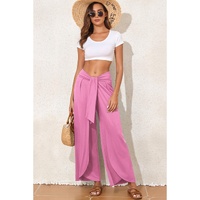 Bonbon Knotted Drop Waist Split Leg Relaxed Pants - XL thumbnail