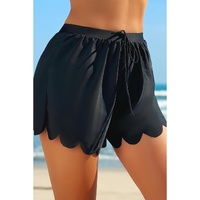 Black Scalloped Trim Beach Shorts - S thumbnail