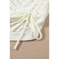 White Hollowed Crochet Cropped 2 Piece Beach Dress - XL thumbnail