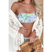 White Fashion Open Knit Hooded Beach Cover Up - L thumbnail