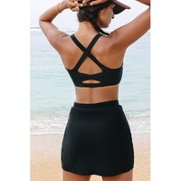 Black Crossover Bikini Tank and Skort Swimwear - M thumbnail