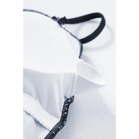 Navy Blue Ribbed Drawstring Sides Cutout One Piece Swimsuit - 2XL thumbnail