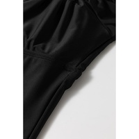Black Elastic Neckline Short Sleeve One Piece Swimsuit - S thumbnail