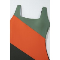Duffel Green Color Block Padded Square Neck One Piece Swimsuit - L thumbnail