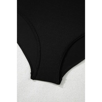 Black Side Tied Waist Square Neck Adjustable Straps A-line One Piece Swim Dress - M thumbnail