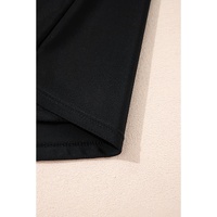 Black Crossed V Neck Adjustable Strap Babydoll Tankini Top - M thumbnail