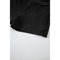 Black Drawstring Ruched High Waist Loose Swim Shorts - L thumbnail