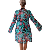 Black Halter Neck Monokini with Floral Beach Cover Up - L thumbnail