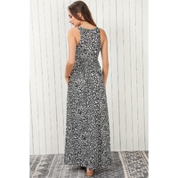 Azura Exchange Gray Leopard Print Pocketed Sleeveless Maxi Dress - M thumbnail
