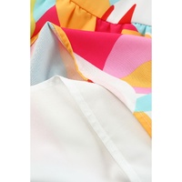 Multicolor Geometric Print Smocked Babydoll Mini Dress - M thumbnail
