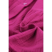 Rose Crinkled Tiered Split Neck Shirt Dress - M thumbnail
