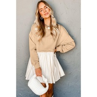 Pale Khaki Sweatshirt Poplin Mini Dress - L thumbnail