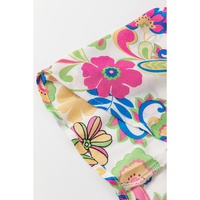 Rose Red Striped Trim Self-tie Straps Floral Maxi Dress - S thumbnail