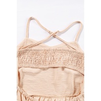 Oatmeal Crossover Backless Bodice Tiered Maxi Dress - L thumbnail