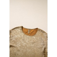 Gold Metallic Luster Crewneck Mini T-Shirt Dress - L thumbnail