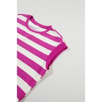 Rose Stripe Cap Sleeve Pocketed Shift T-shirt Dress - L thumbnail