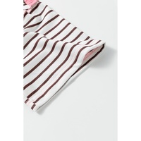 Brown Stripe Striped Textured Patchwork Buttoned T Shirt Dress - L thumbnail