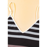 Multicolour Mixed Stripes Spaghetti Straps V Neck Maxi Dress - L thumbnail