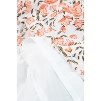 Orange Rose Floral Knotted Straps Tiered Babydoll Dress - L thumbnail