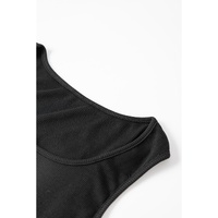 Black Drawstring Ruched Side Split Ribbed Midi Dress - XL thumbnail
