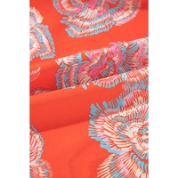 Red Floral Print Lapel Collar Loose Shirt Mini Dress - L thumbnail
